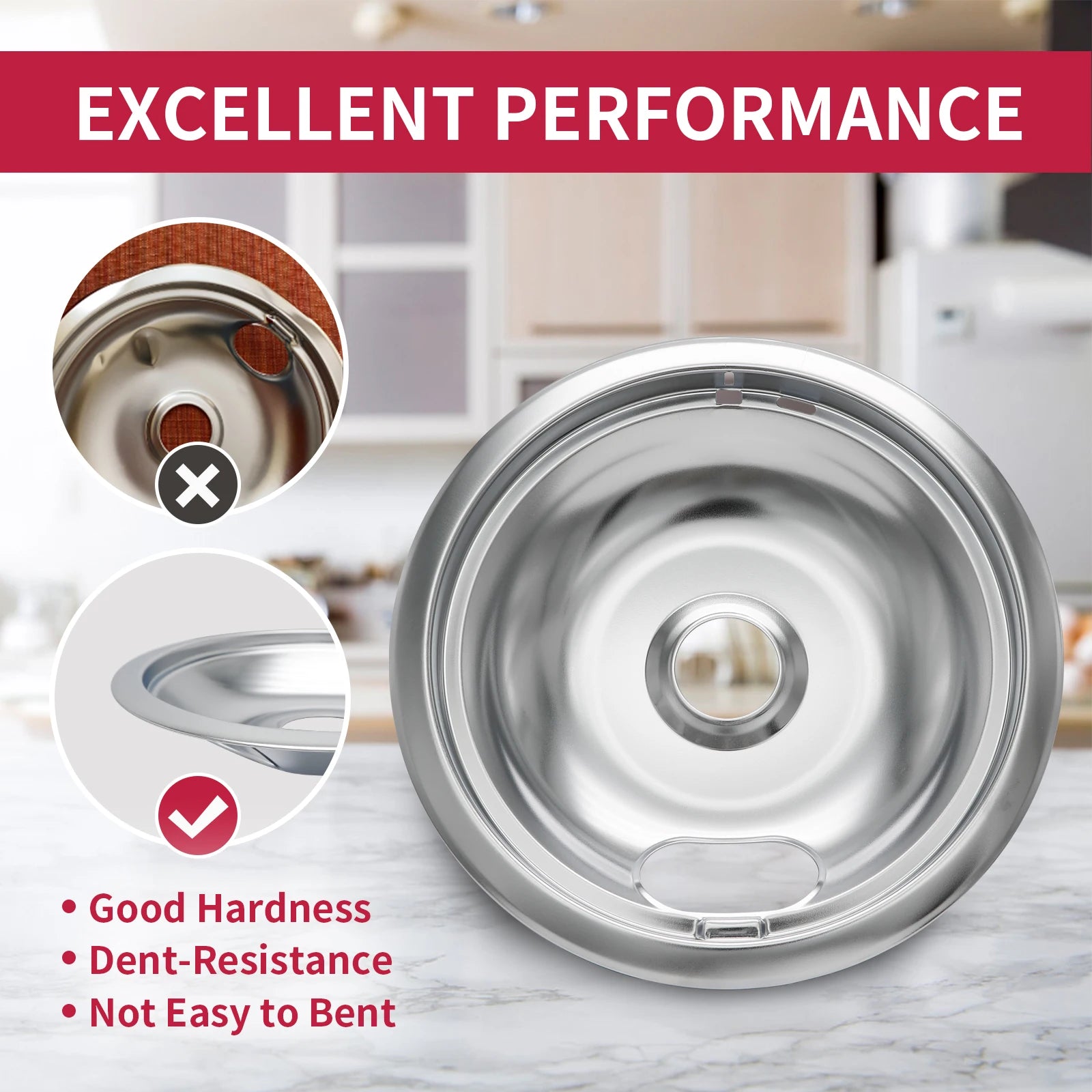 Stove Burner Drip Pans for Electric Stove Top-Compatible with Whirlpool Electric Range