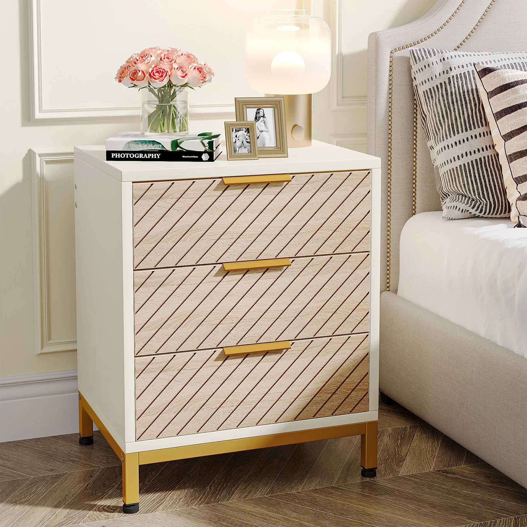 Night Stands for Bedroom  with 3 Drawers Bedside Tables