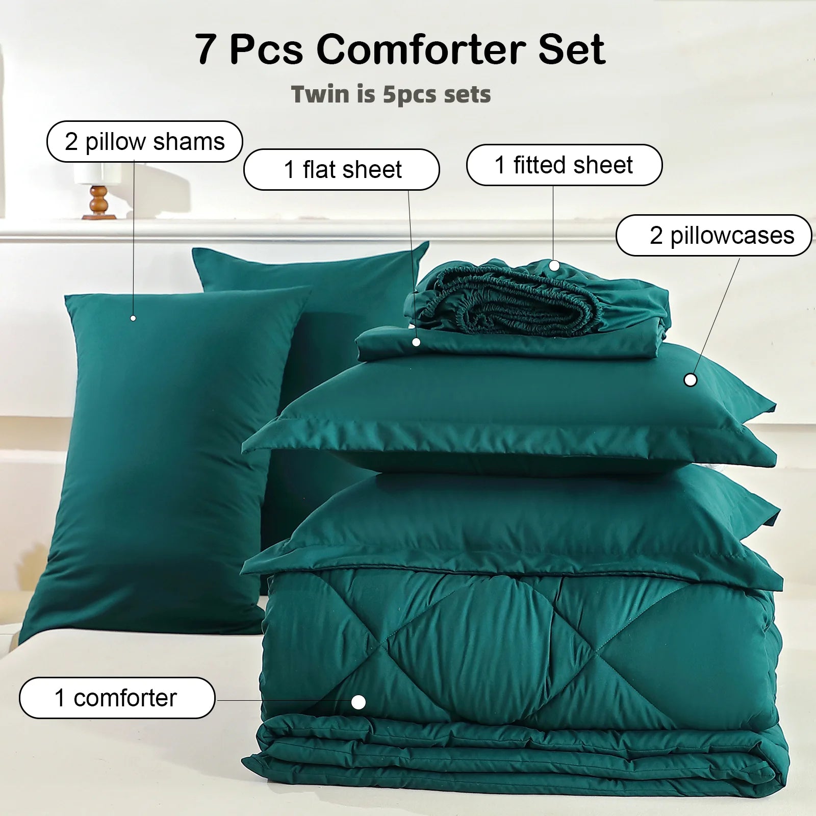 5pcs/7pcs Twin Full Queen King Bedding Sets Home Decor Comforter Flat Sheet Fitted