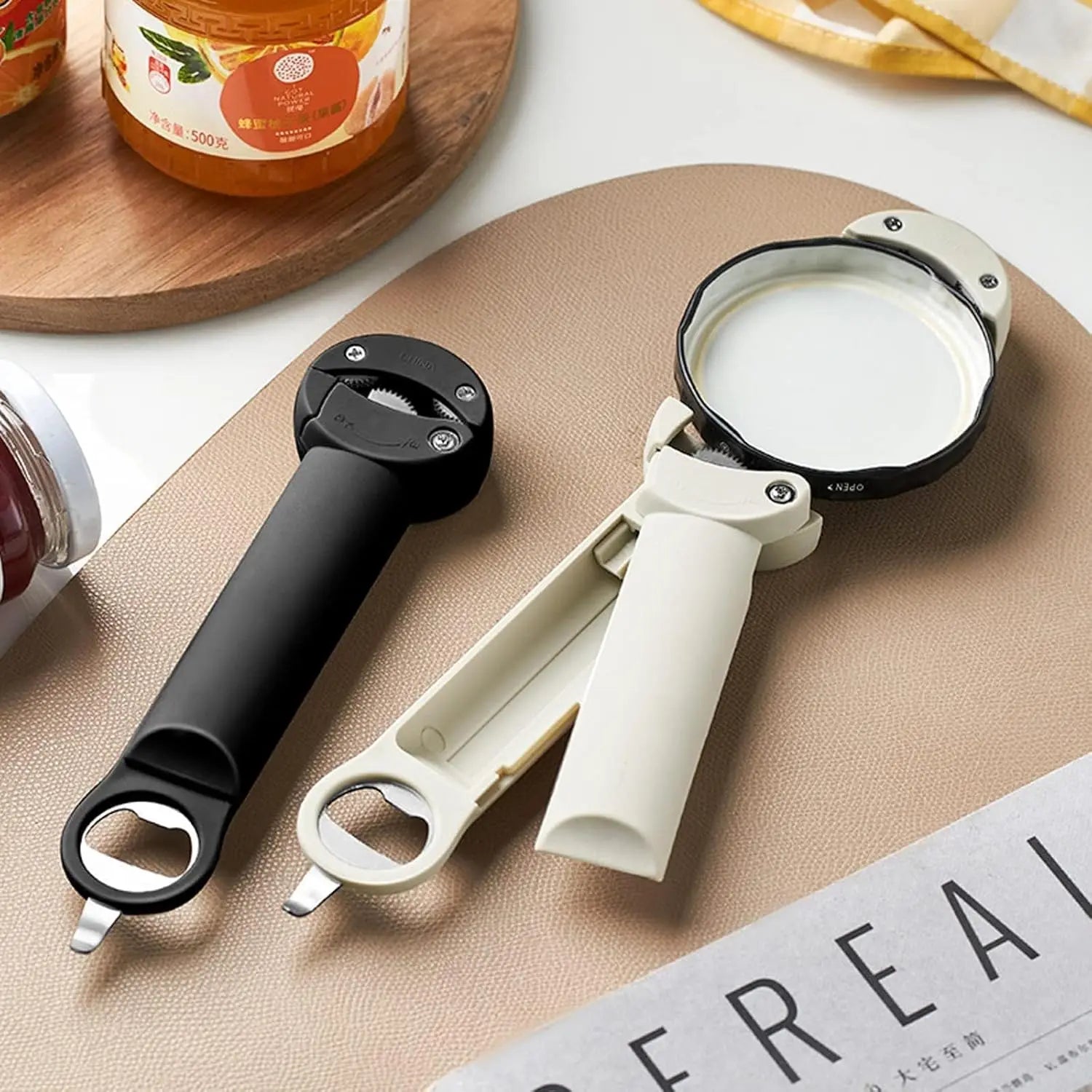 Retractable Bottle Opener - Adjustable Multifunctional Can Opener Jar Lid Gripper