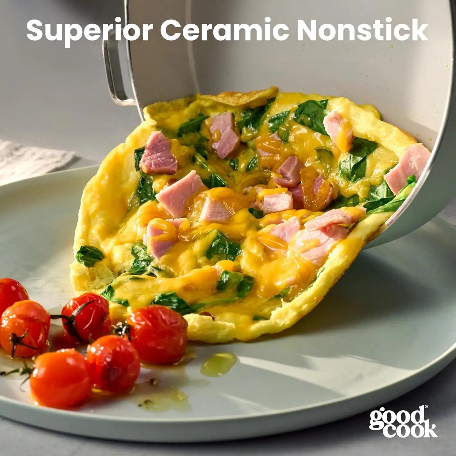 14-Piece Ceramic Cookware Set with Removable Handles, Nonstick Pots & Pans