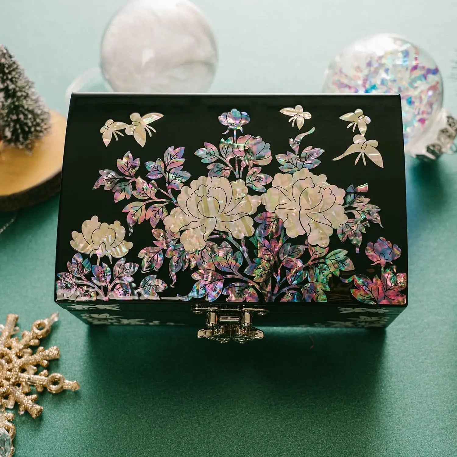 Handmade Mother of Pearl Jewelry Box with Mirror