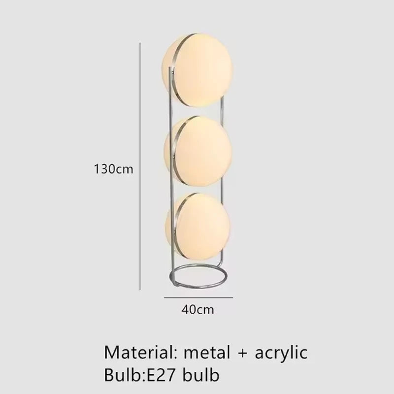 Chrome Metal Floor Lamp White Yellow Acrylic Ball Standing Lamp Living Room