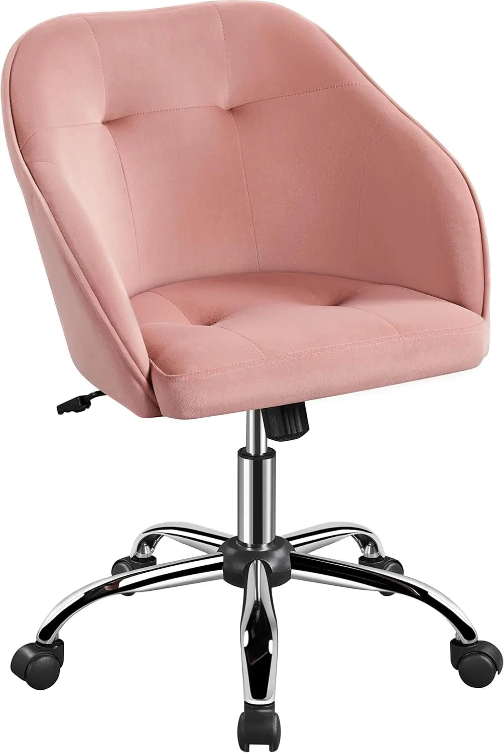 Pink Velvet Swivel Office Chair with Wheels, Adjustable Height for Desk, Bedroom, Living Room
