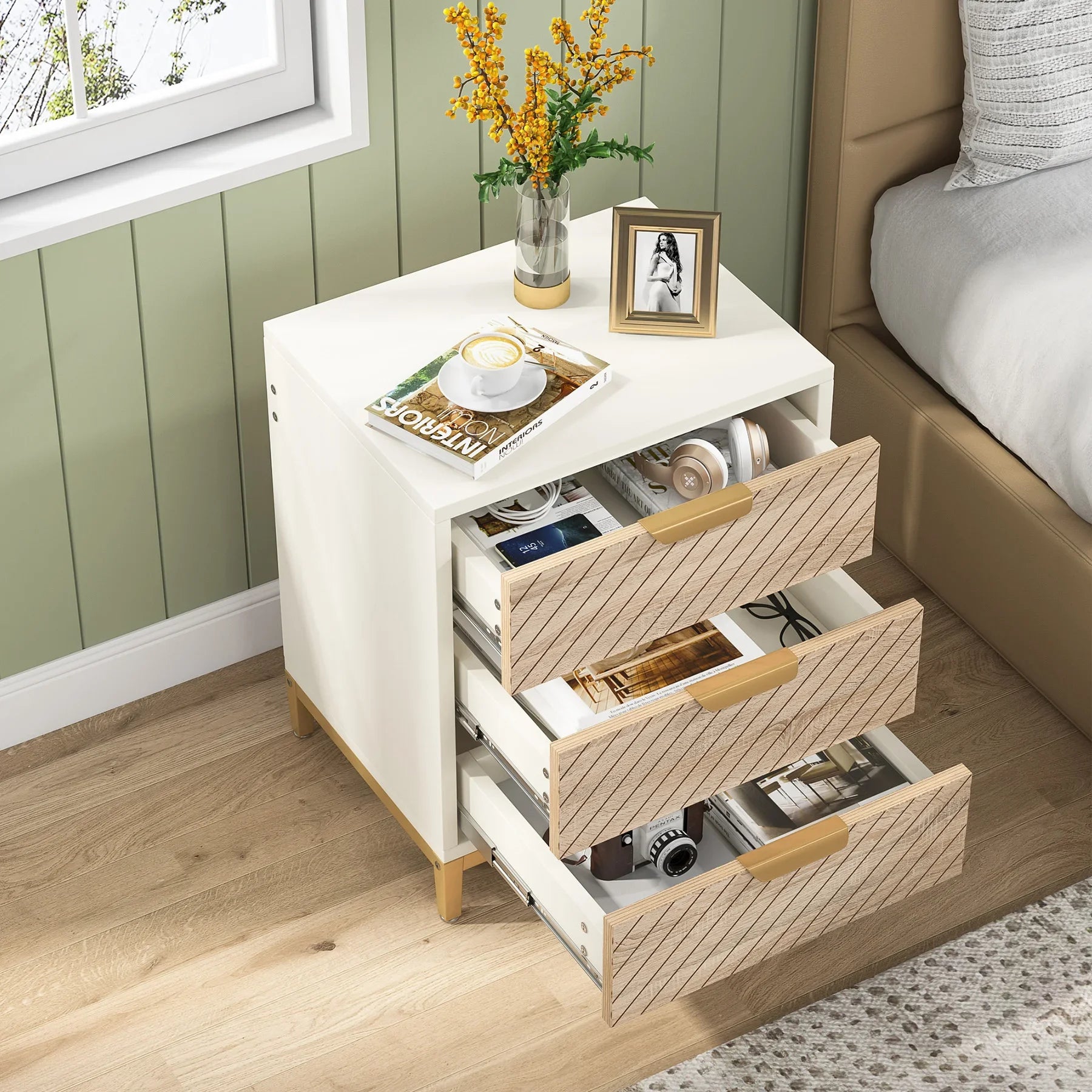 Night Stands for Bedroom  with 3 Drawers Bedside Tables