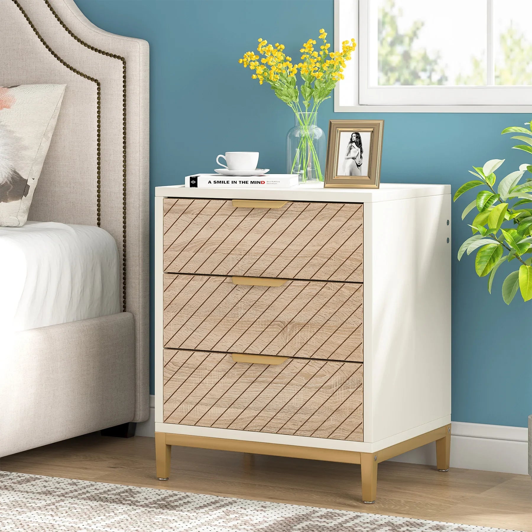 Night Stands for Bedroom  with 3 Drawers Bedside Tables