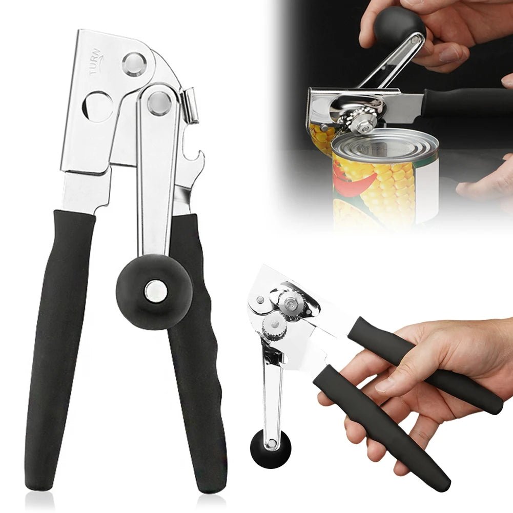 Stainless Steel Can Opener Razor Sharp Bottle Opener Soft Ergonomic Handle Manual Can Opener for Multifunctional Kitchen Tool